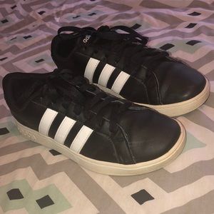 Black and white adidas shoes